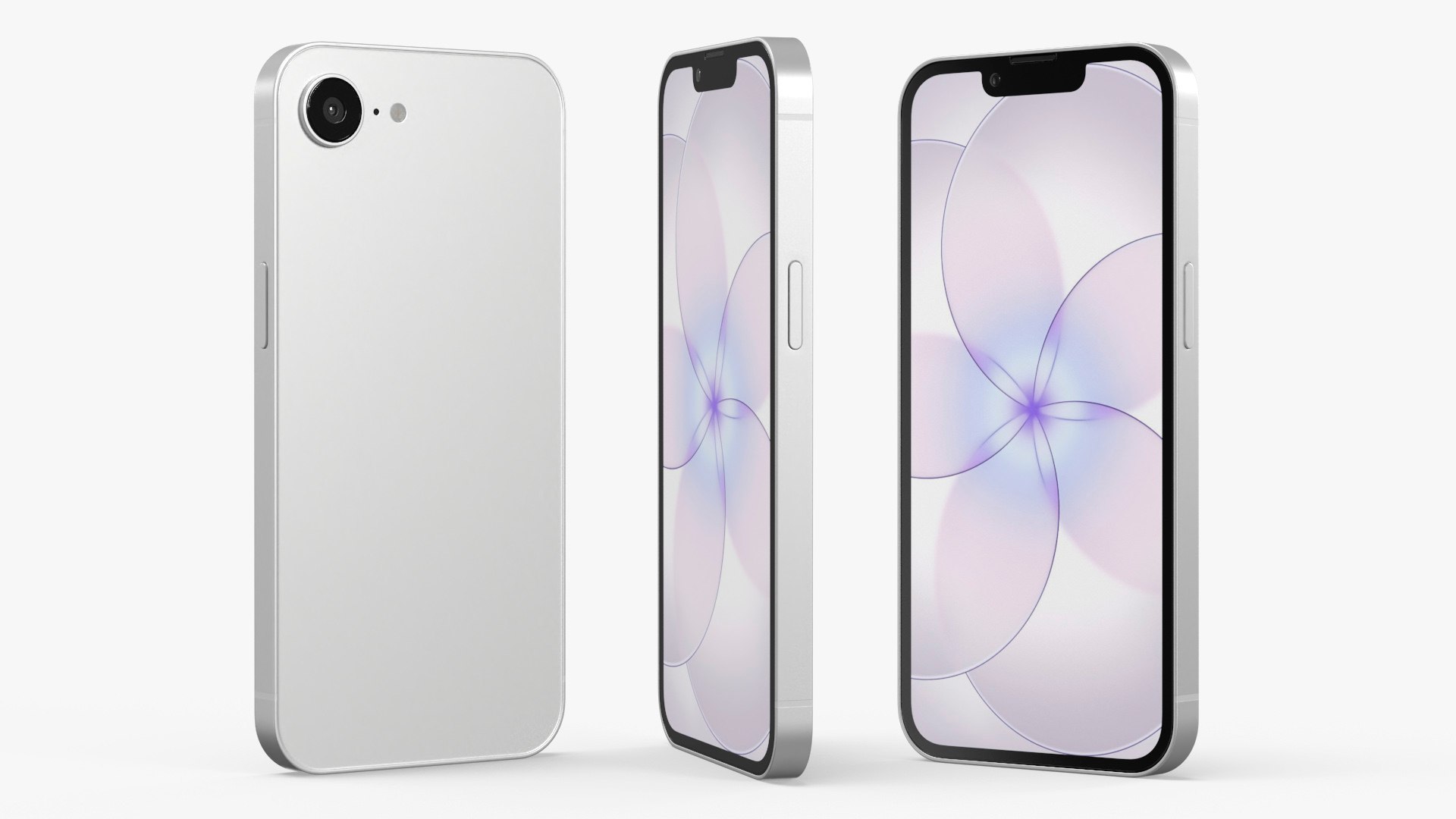 Compact Mobile Touchscreen Phone White 3D model preview
