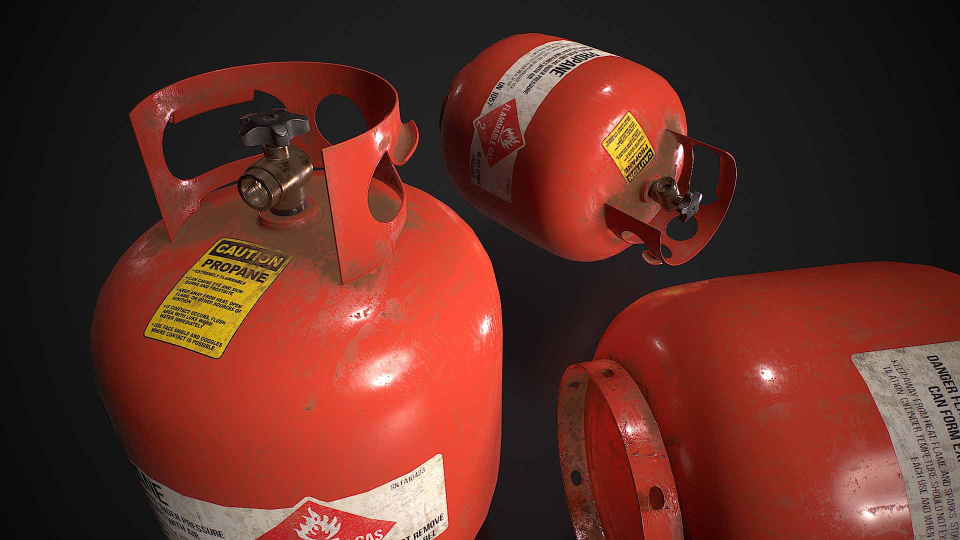 Propane Tank Usage Dirty Red Low-poly Model - TurboSquid 2232404