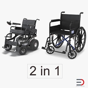3d wheelchairs rigged 2 model