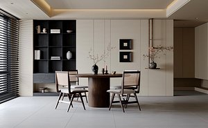 3D Mid century modern Round dining table