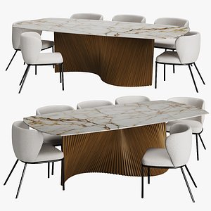 Orbit Dining table and Ciselia chair 3D model