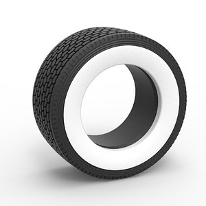 3D Diecast Super single semi Whitewall tire Scale 1 to 25