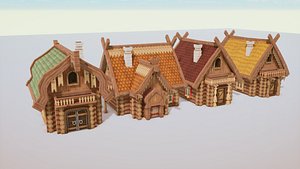 Stylized Village Houses Props Kit 20 Plus Items