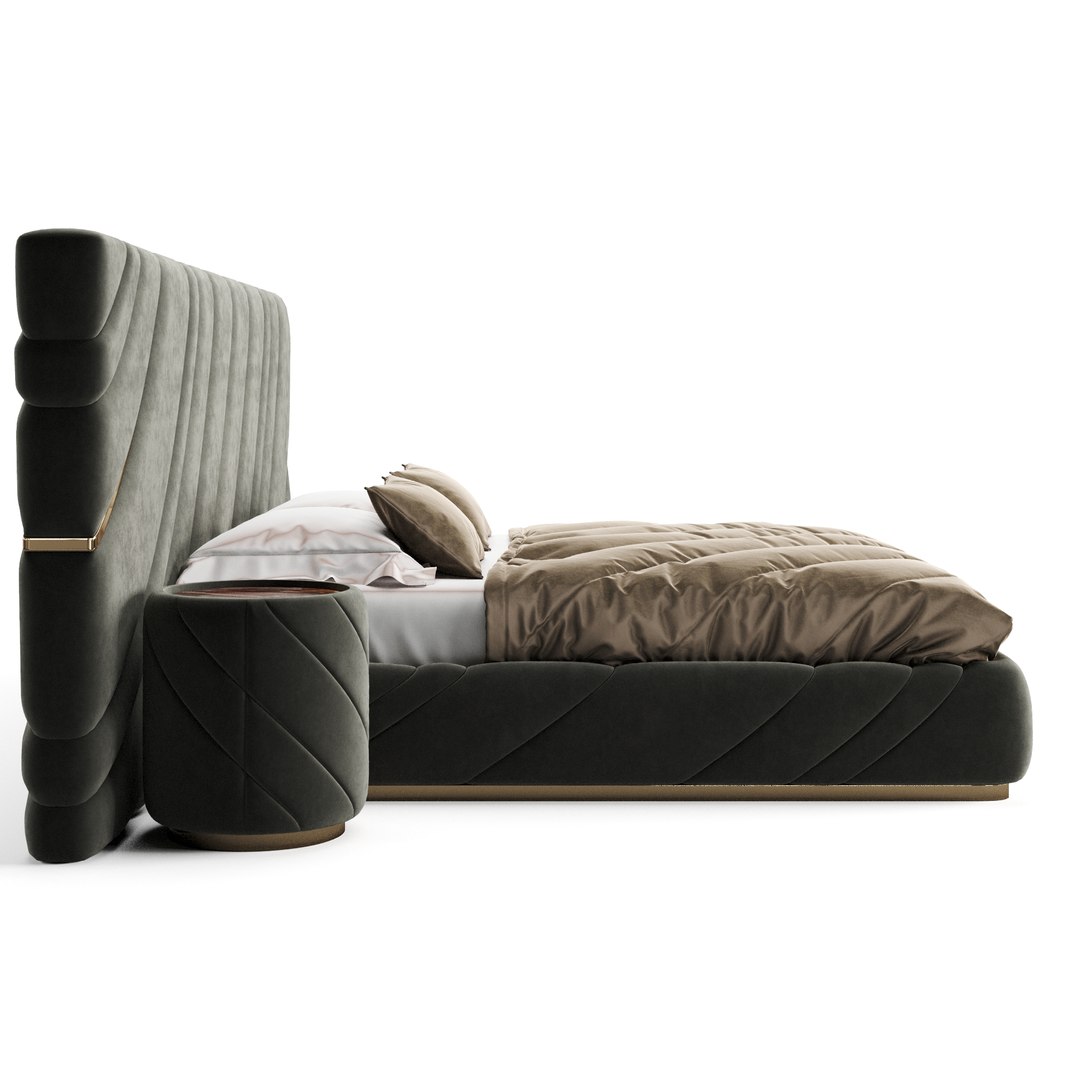 3D Bed Bedside Table Model - TurboSquid 1653883