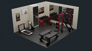 3D Low-Poly Gym - Fitness Hall