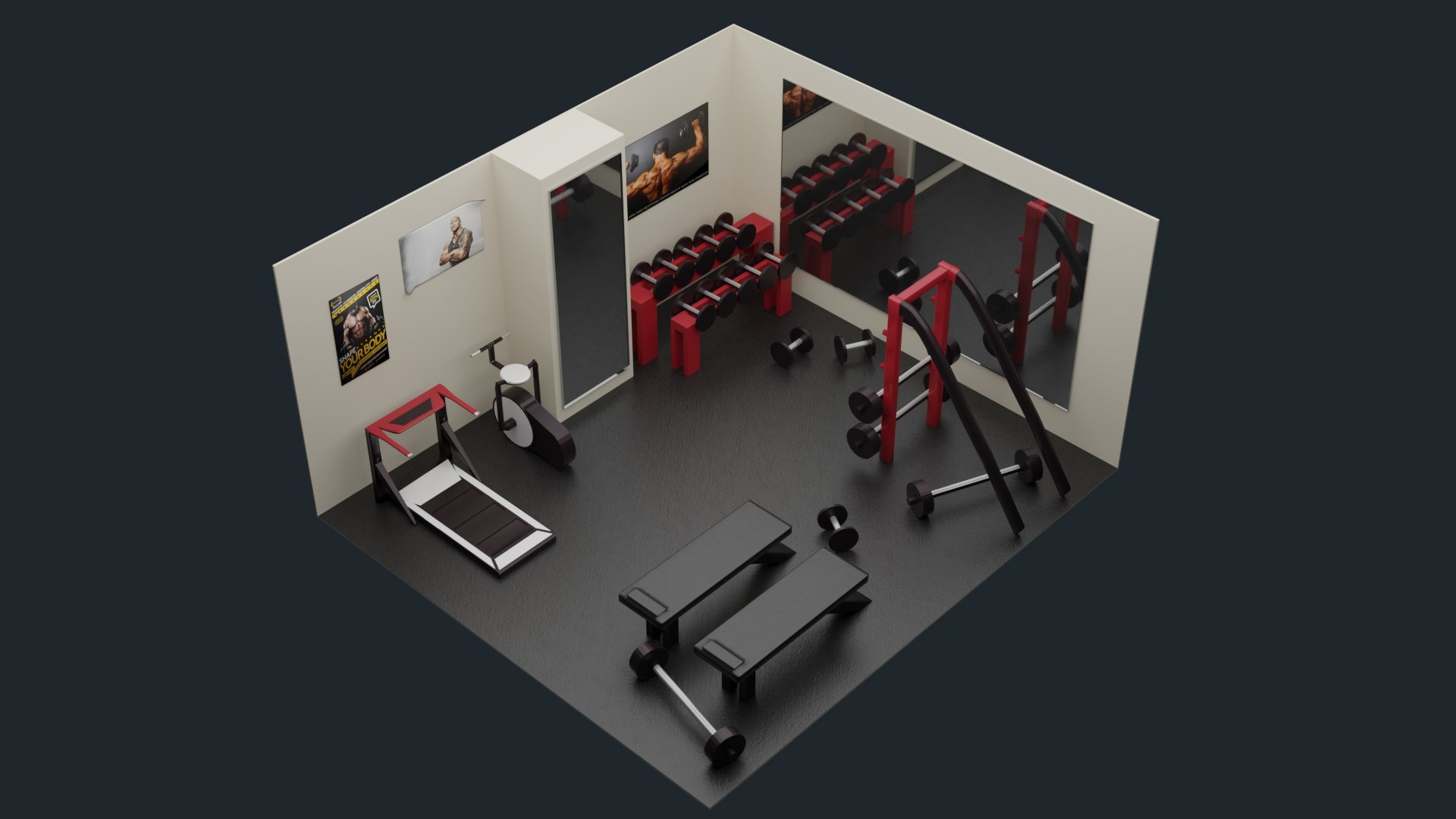 3D Low-Poly Gym - Fitness Hall - TurboSquid 1717795