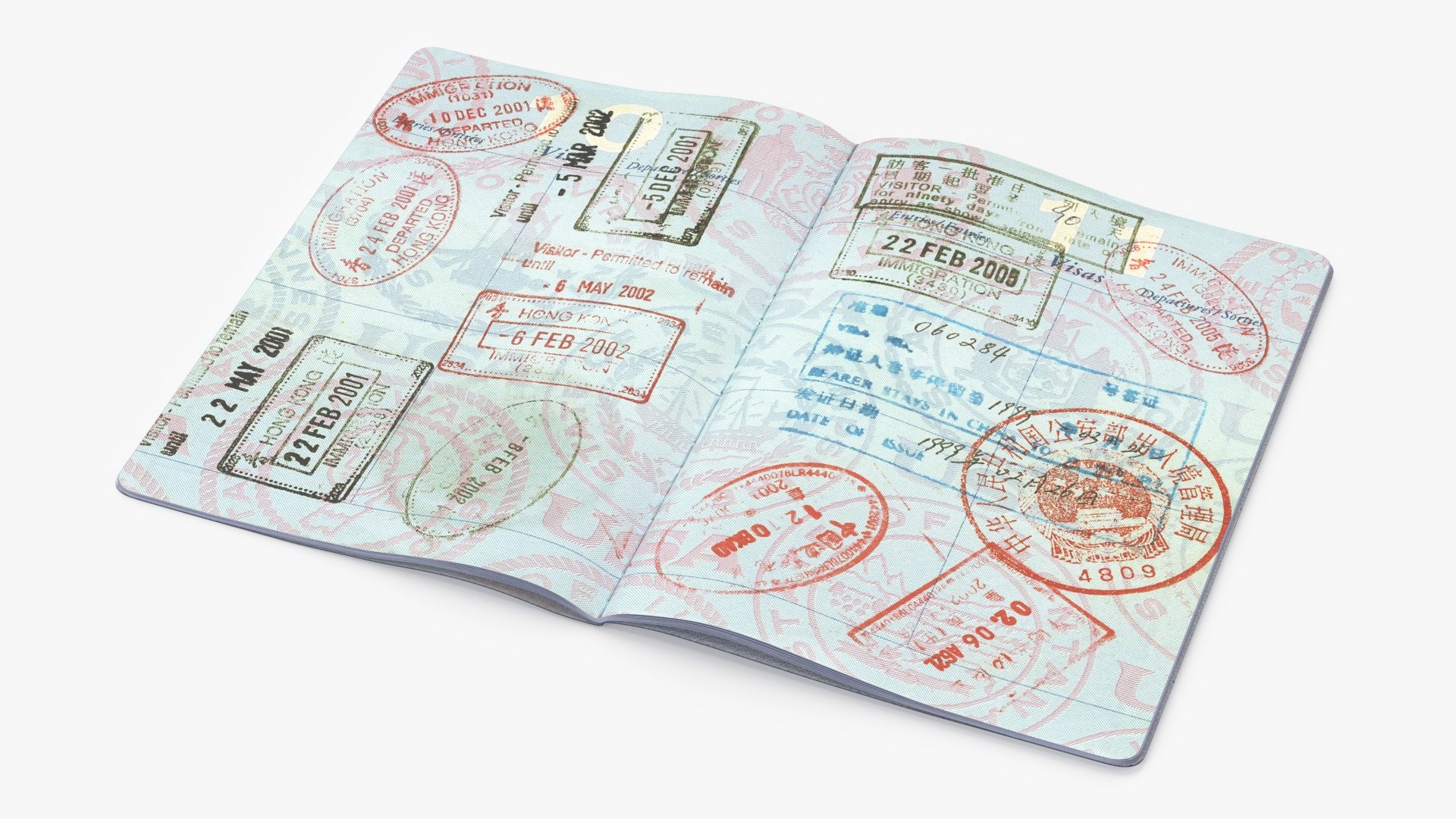 Passport of US with Travel Stamps 3D model preview