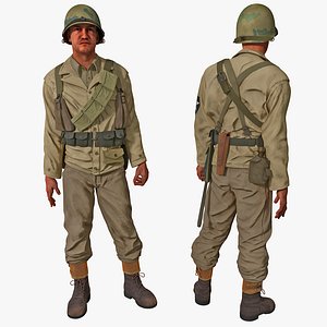 American WWII Infantry Soldier Rigged
