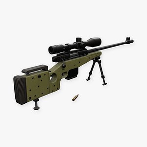 AWM Sniper Rifle 338 Game Ready Rigged PBR