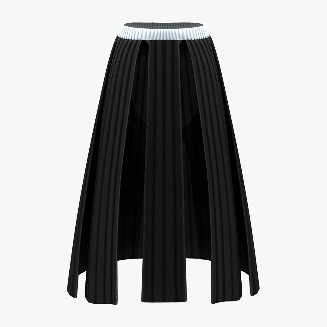 3D model Elastic Waist Black Long Strips Skirt - TurboSquid 2008729