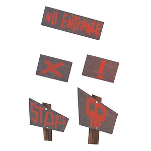 Stylized Warning Signs 3D model