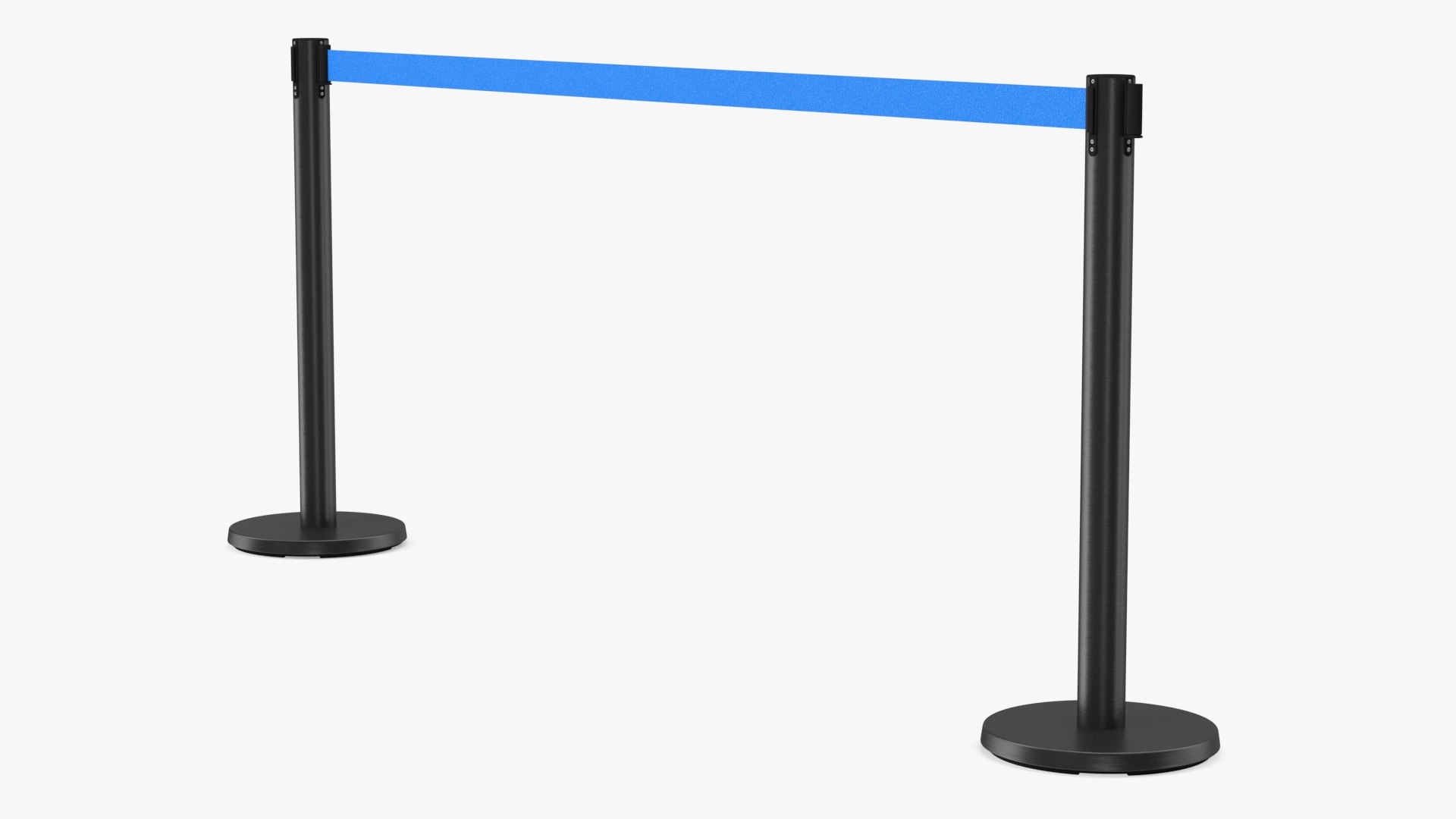 Retractable Blue Belt Black Barrier Stanchion 3D model preview