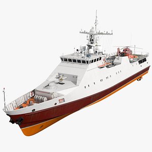 Coast Guard Ship with Helicopter Rigged