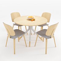 Realistic Kitchen Table and Chairs 3D Model