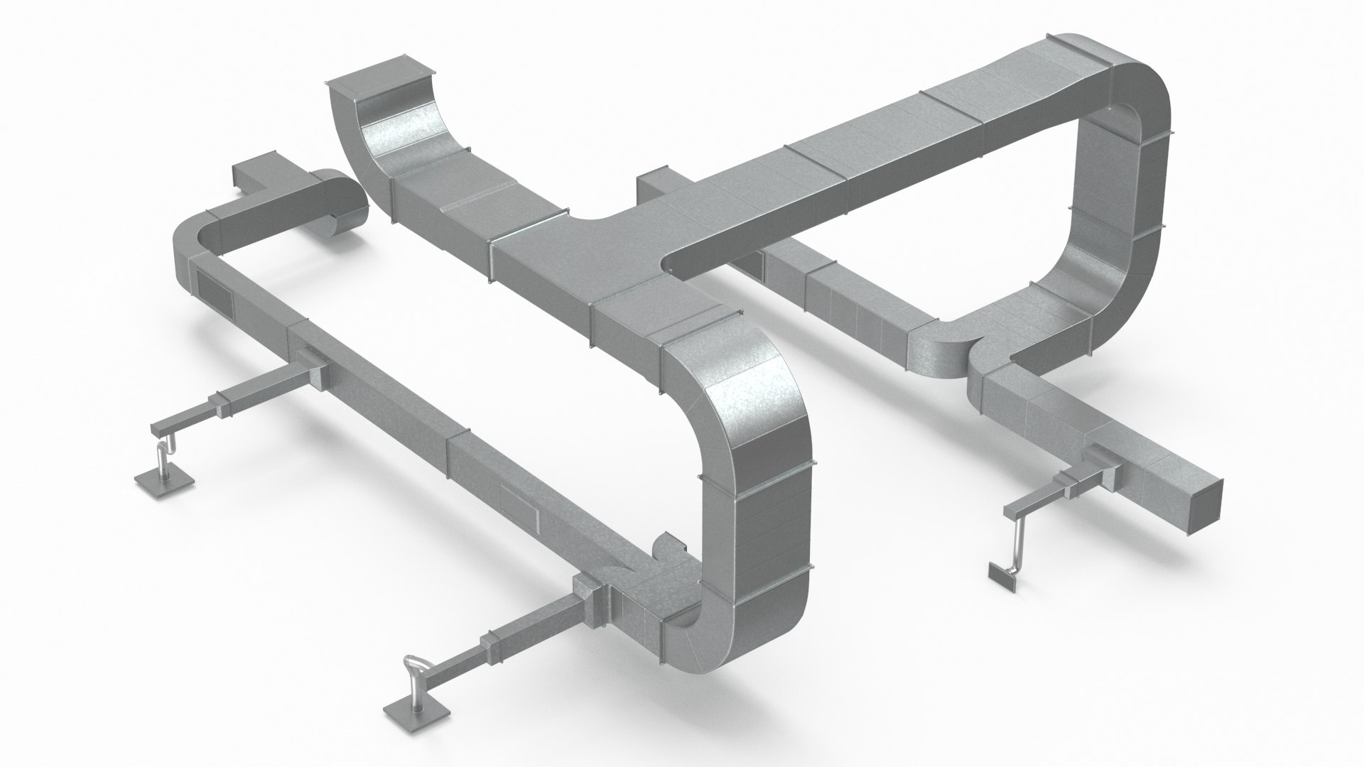 Industrial Metal Air Conditioning Ducting 3D model preview