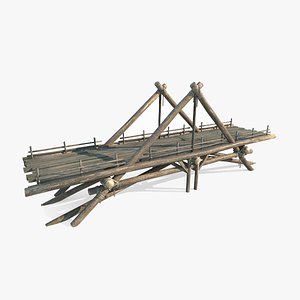 Ancient traffic facilities wooden bridge 3D model
