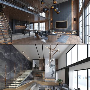 Loft Apartment Interior Bundle 3D model