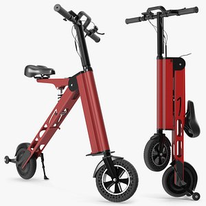 Folding Urban E-Bike Red Rigged 3D model