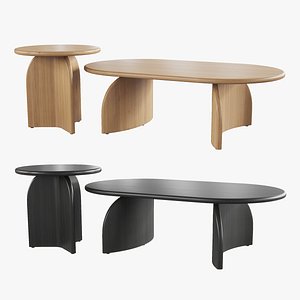 3D Lulu and Georgia Ada Oval Coffee Table and Side Table Natural