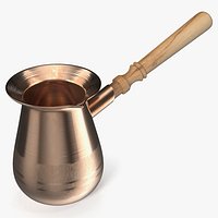 Copper Turkish Coffee Pot with Wooden Grip