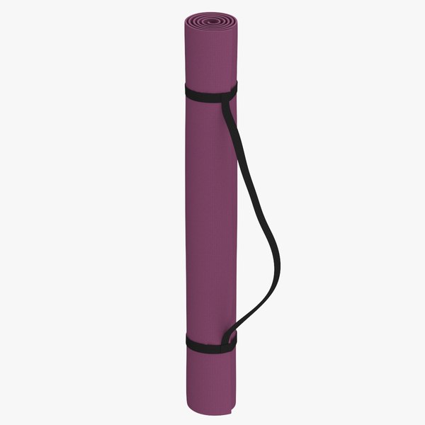 Yoga Mat Purple and Blue Strap 3D model