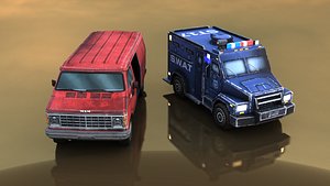 3D Police and Robber Vans model