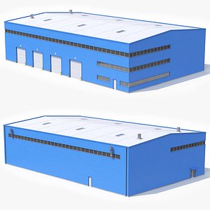 Blue Industrial Building 42 PBR 3D