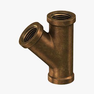 3D vintage brass pipe y-joint