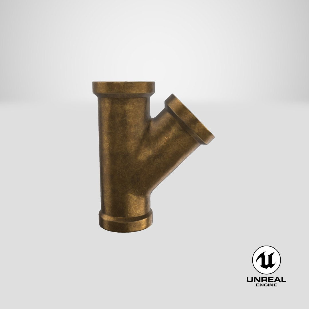 3D vintage brass pipe yjoint TurboSquid 1239583