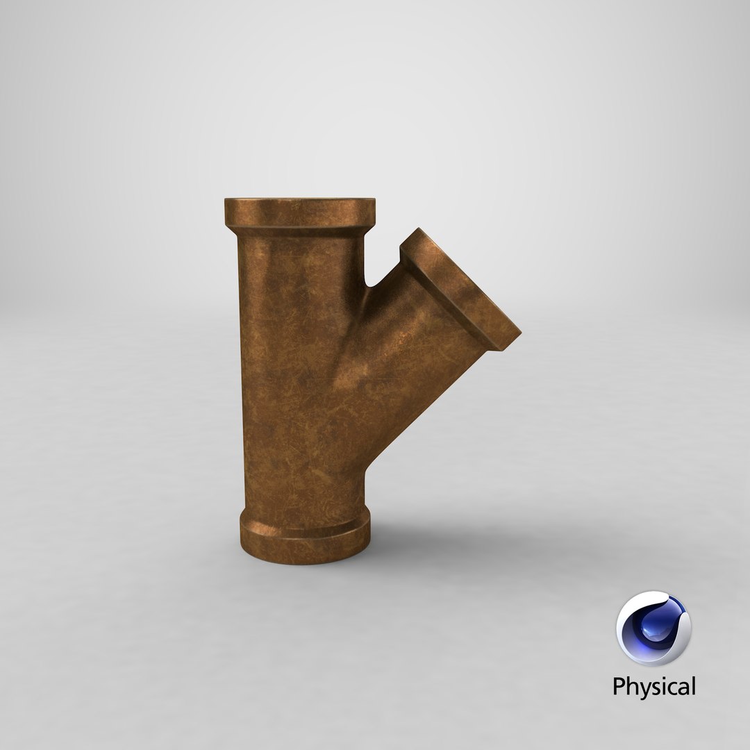 3D vintage brass pipe yjoint TurboSquid 1239583