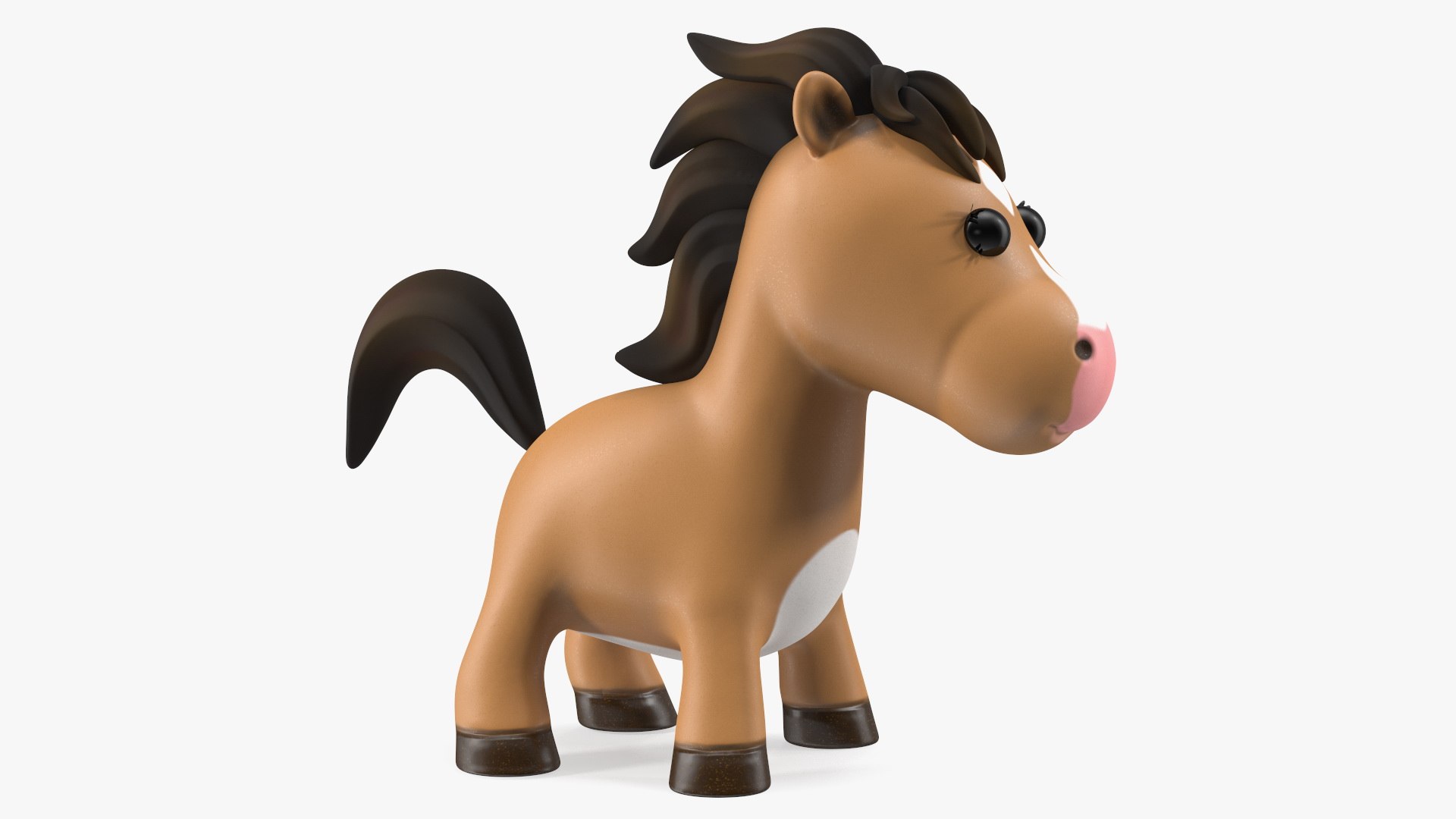 Brown Cartoon Horse 3D model preview