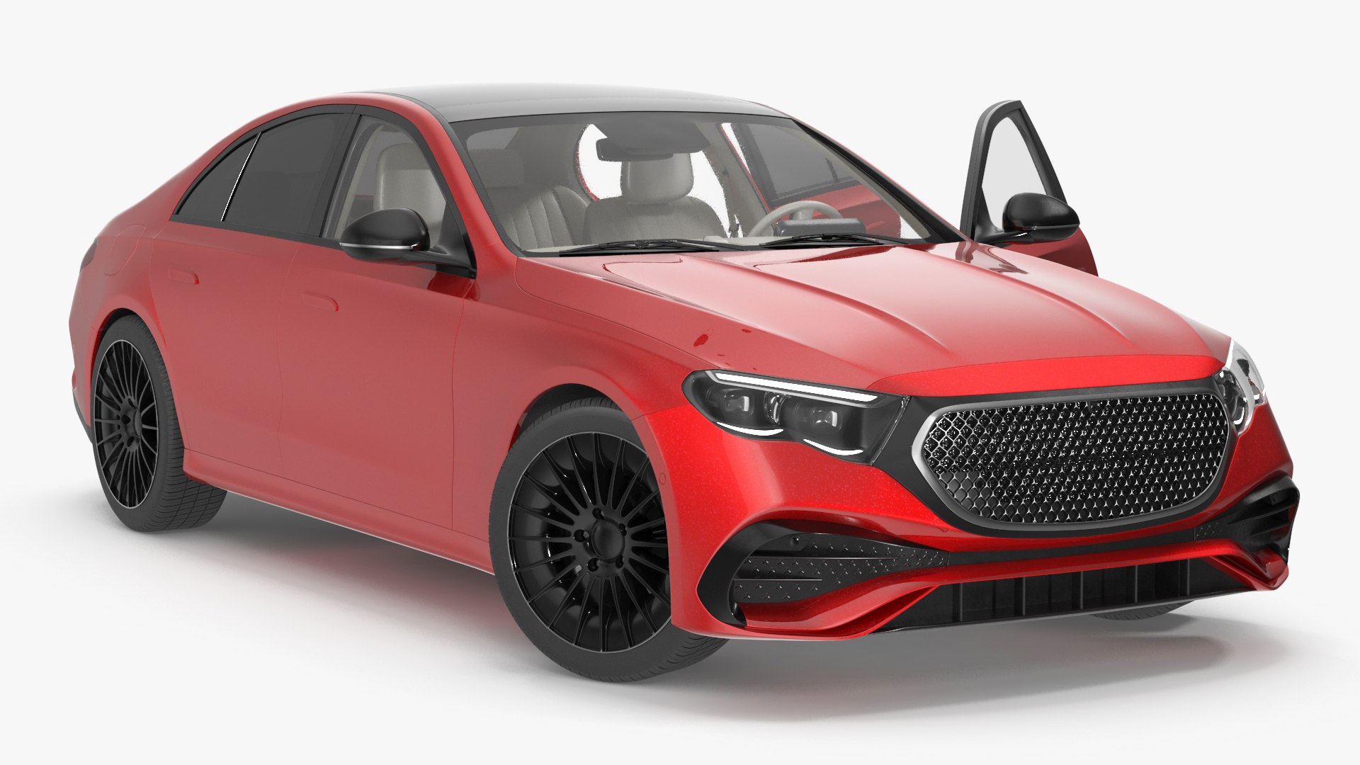 Luxury Car Red Sedan Rigged 3D model preview