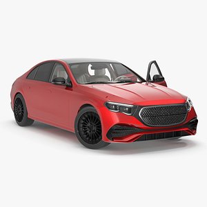 3D model Luxury Car Red Sedan Rigged