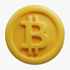 3D Bitcoin or BTC Gold coin with cartoon style