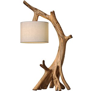 3D Rustic Wooden table lamp shape tree Sculptural Eco Scandinavian 3D model