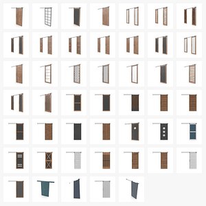 Interior Wooden Sliding Doors – High Quality 3D Models (Bundle)