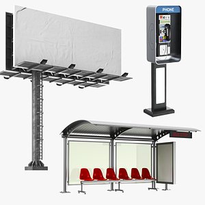 3D Three Detailed Street Elements(1) model