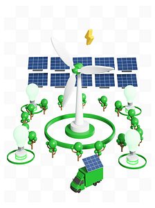 3D Cartoon wind new energy