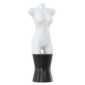 3D model Female white fitness mannequin on decorative stool 103