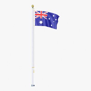 Australia Flag Stand Pole Animated