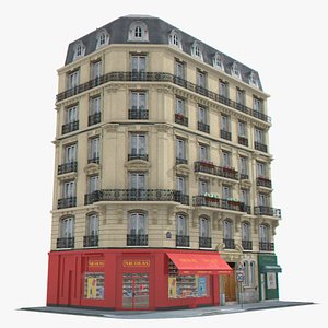 photorealistic european tenement house 3d model