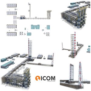 3D Industrial Natural Gas Liquification Plant Block