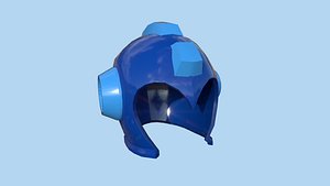 Megaman Helmet 01 Blue Plastic - Character Design Fashion 3D model