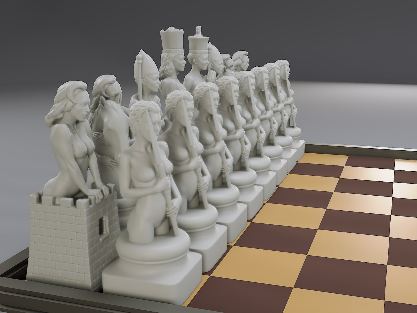 3D Model White Female Chess Beautiful - TurboSquid 1543945