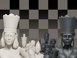 3D model white female chess beautiful