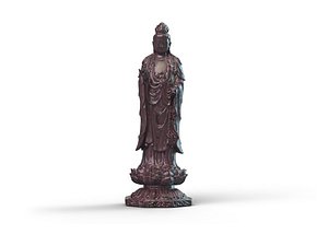 Wooden standing Bodhisattva statue
