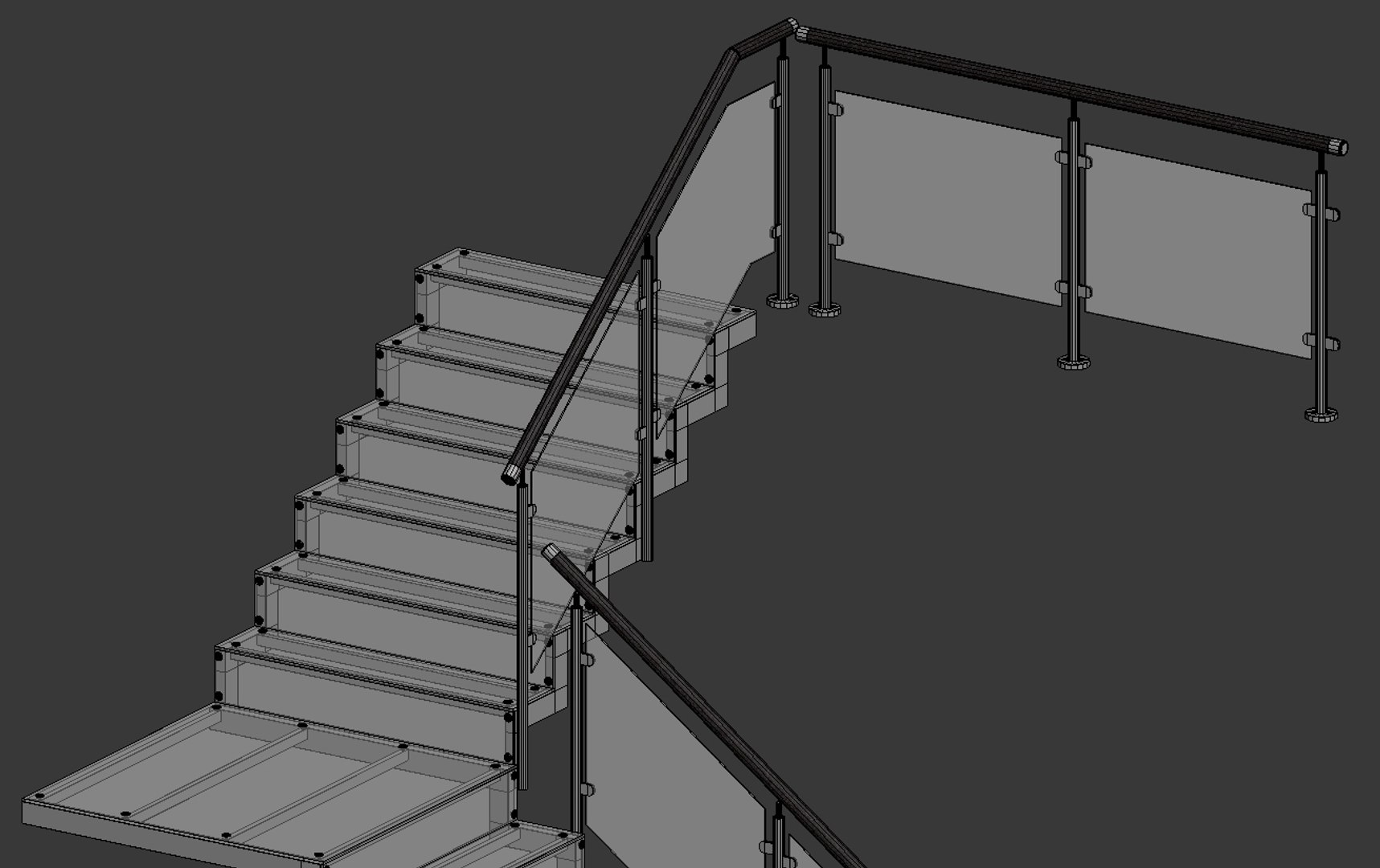 3d Glass Stairs Model