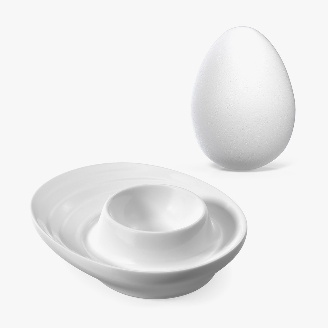 Egg Cup with White Egg Collection 3D model preview