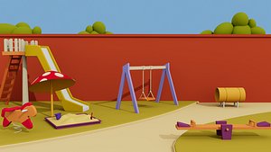 Cartoon Kids Park Environment 3D