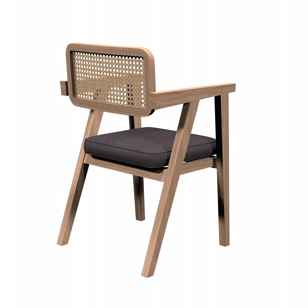 3D Dining Chair Made Of Wood And Cane - TurboSquid 1913506